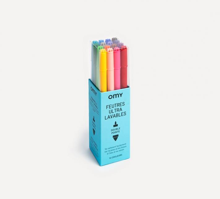 OMY, UltraWashable Double-Tipped Felt Coloring Markers, - Placewares