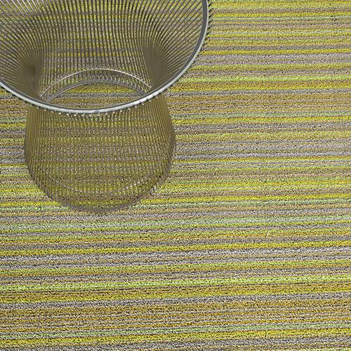 Chilewich, Skinny Stripe Indoor/Outdoor Shag Utility Mats, Citron (24" x 36")- Placewares
