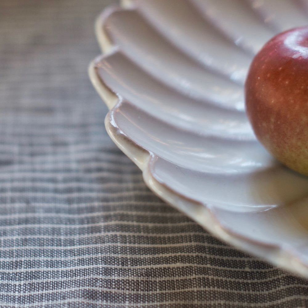 Fog Linen, Grey and White Thin Stripe Linen Tablecloths, - Placewares