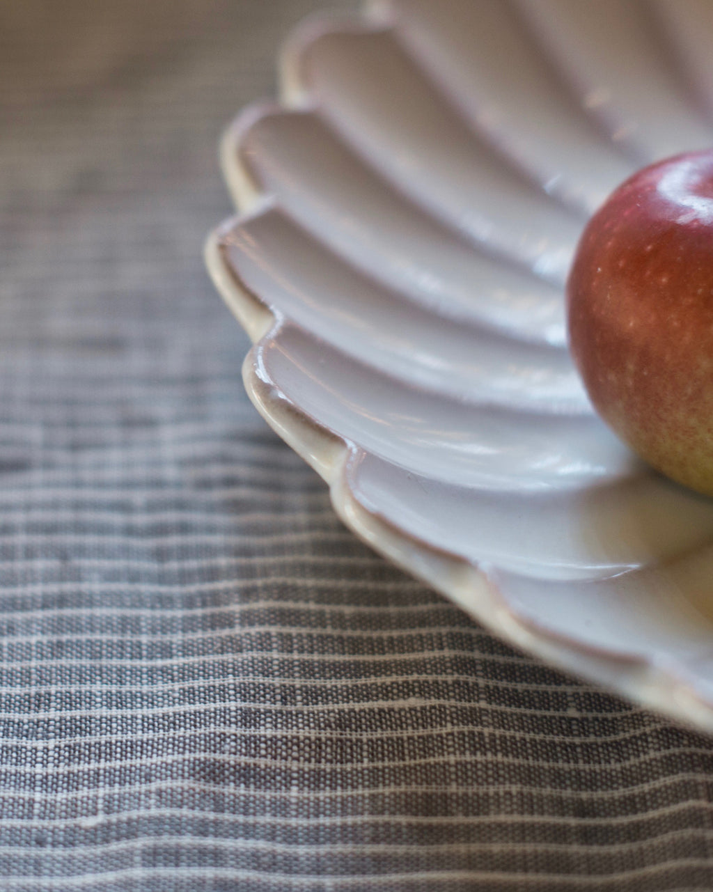 Fog Linen, Grey and White Thin Stripe Linen Tablecloths, - Placewares