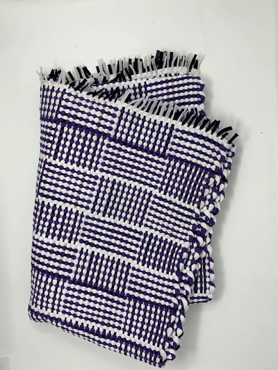 Utilitario Mexicano, Handmade Recycled Cotton Plaid Mats, One Size / Purple, Black & White- Placewares