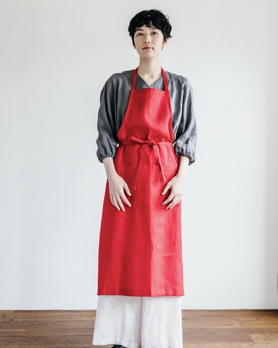 Fog Linen, Linen Full Aprons, Poppy Red- Placewares