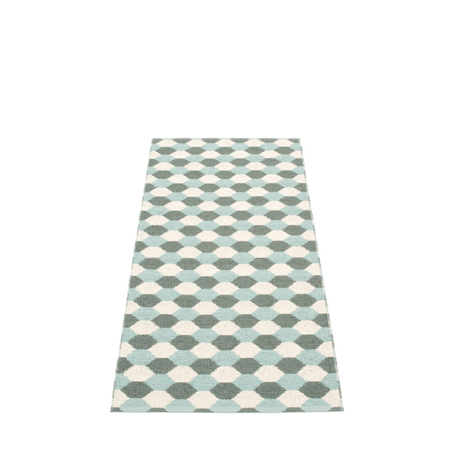 Pappelina, Dana Rug - Army-Pale Turquoise-Vanilla, 2.25' x 5.25'- Placewares
