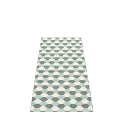 Pappelina, Dana Rug - Army-Pale Turquoise-Vanilla, 2.25' x 5.25'- Placewares