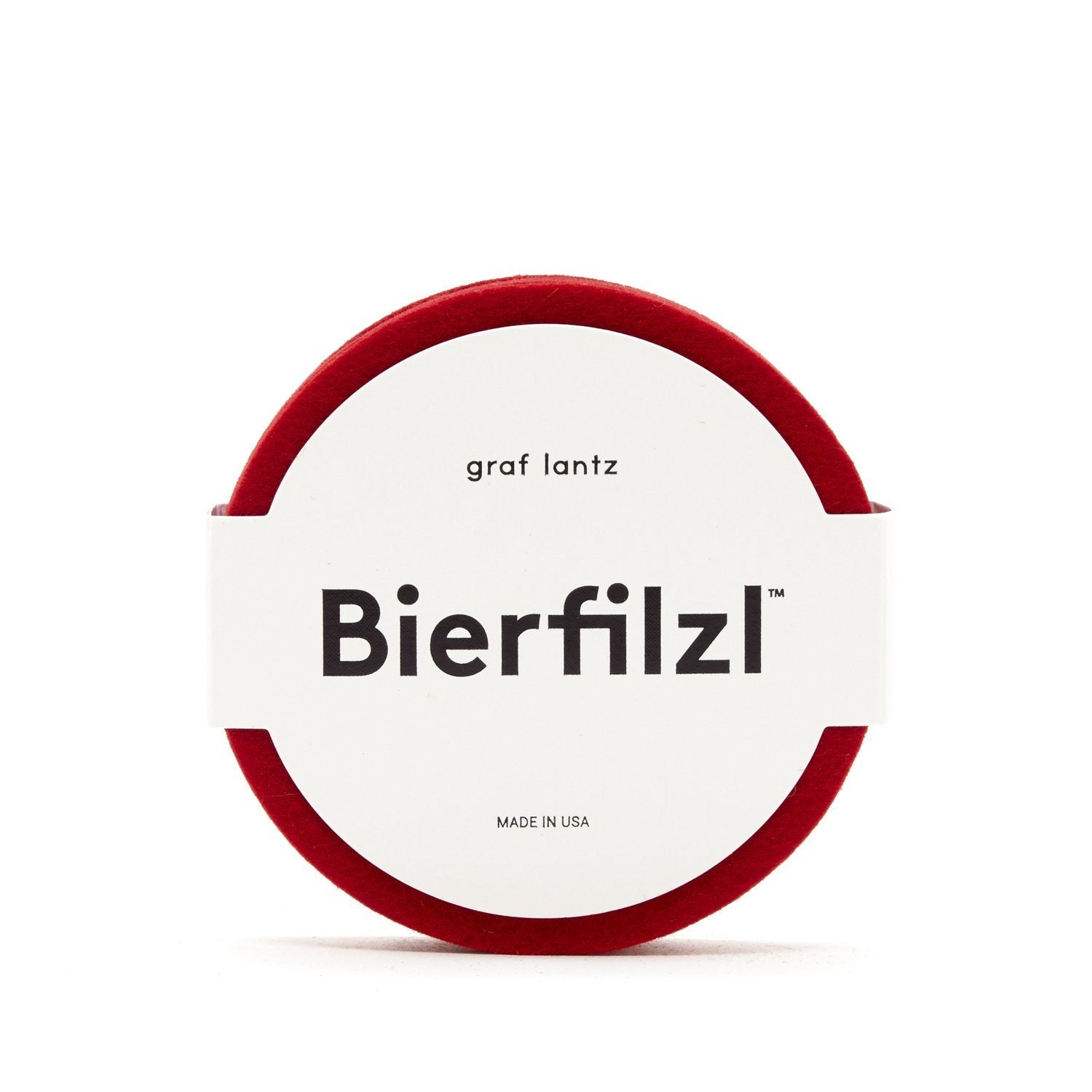 Graf Lantz, Round Solid German Felt Coasters, 4-Pack, Red- Placewares