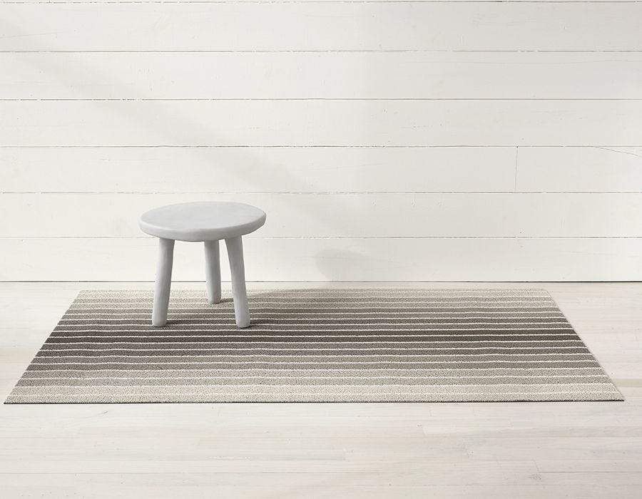 Chilewich, Block Stripe Indoor/Outdoor Shag Floor Mats, Taupe / Doormat (18 x 28")- Placewares