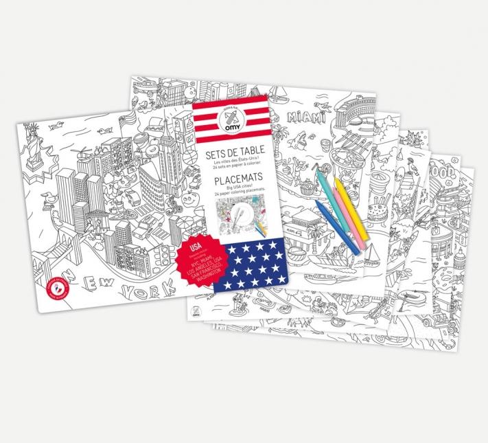 OMY, USA Coloring Placemats, - Placewares